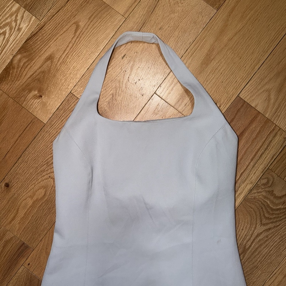 BEBE Womens Icy Light Blue Mini Dress Open Back Strap Size 6 Vintage - Picture 2 of 14